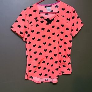 Heart print Scrub top